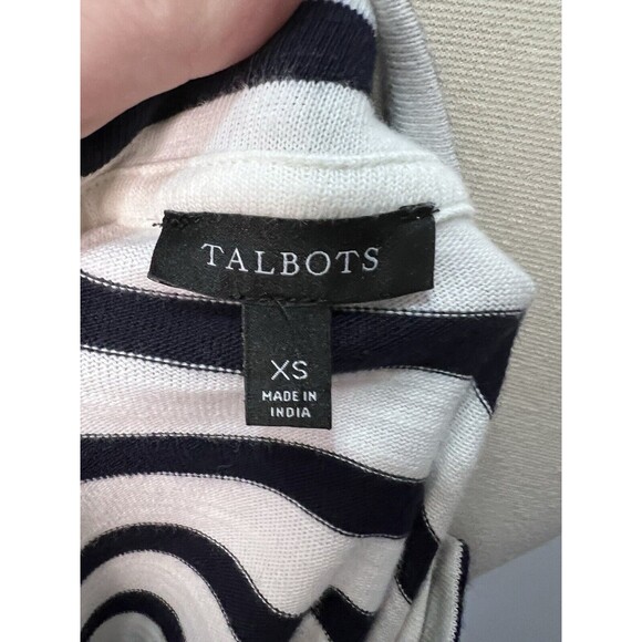 Talbots Nautical Striped Cotton Top Size XS Oh la la Embroidered - Picture 6 of 7